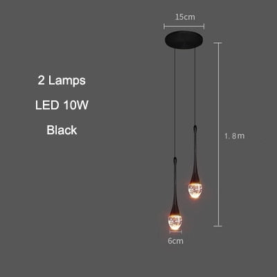 Black/Gold Water Drop Hanging Pendant Light