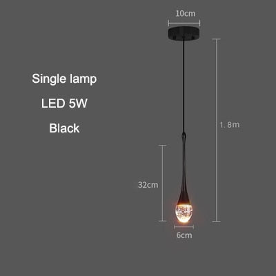 Black/Gold Water Drop Hanging Pendant Light