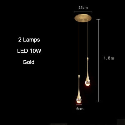 Black/Gold Water Drop Hanging Pendant Light