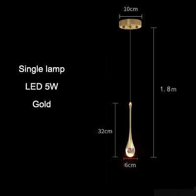 Black/Gold Water Drop Hanging Pendant Light